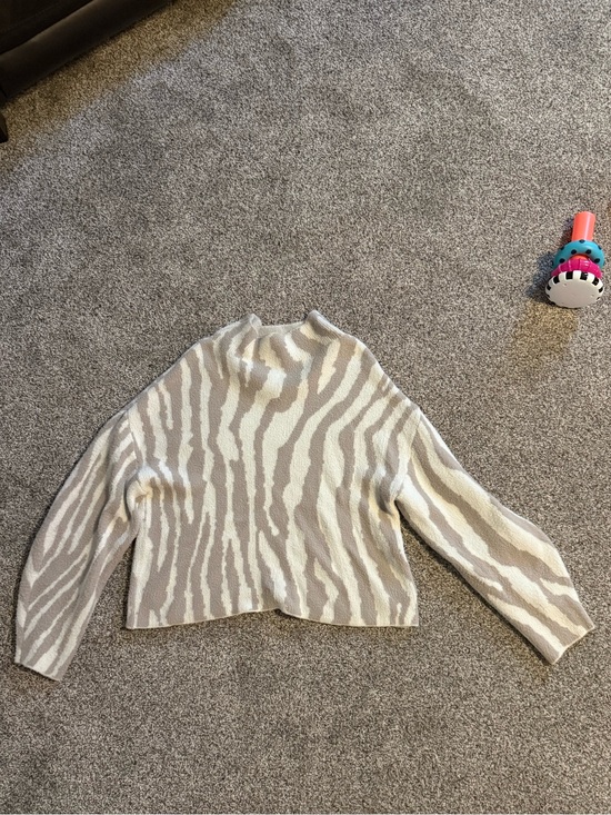 Express Sweaters - Express Cream and Taupe Zebra-Print Sweater